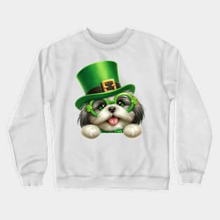 St Patricks Day Peeking Shih Tzu Dog Crewneck Sweatshirt